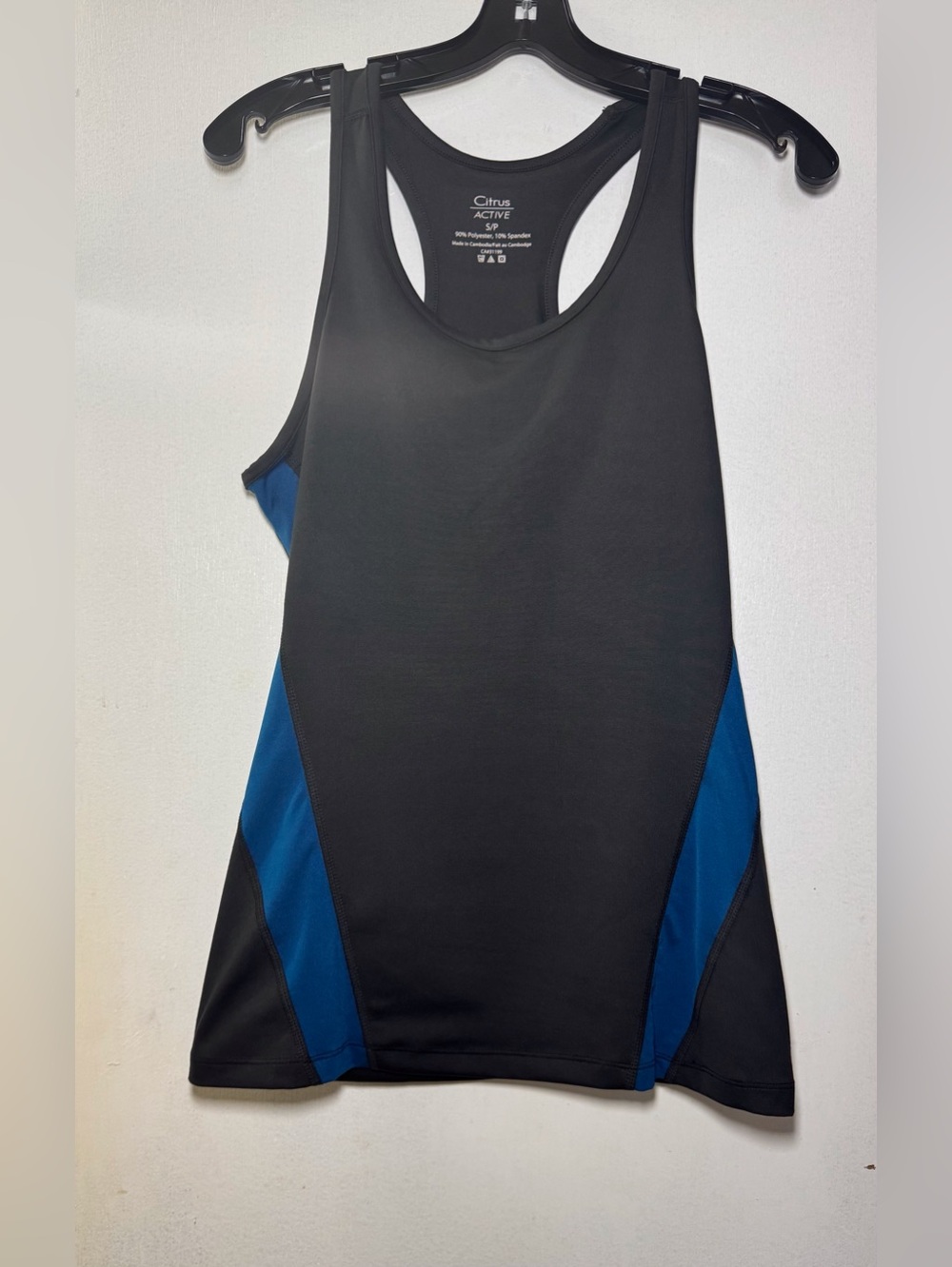 Citrus Racerback Active Tank-Black/Teal - Picture 2 of 6